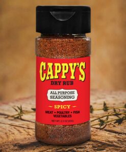 Cappy's spicy dry rub seasoning bottle.