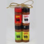 Spice rub bottles with twine bow