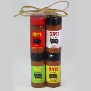 Spice rub bottles with twine bow